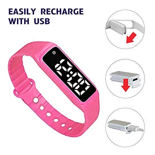 e-vibra Vibrating Alarm Watch for Potty Training & Reminders - 12 Alarms, Rechargeable, Hot Pink (Large), 10-17cm Wrist thumbnail 3