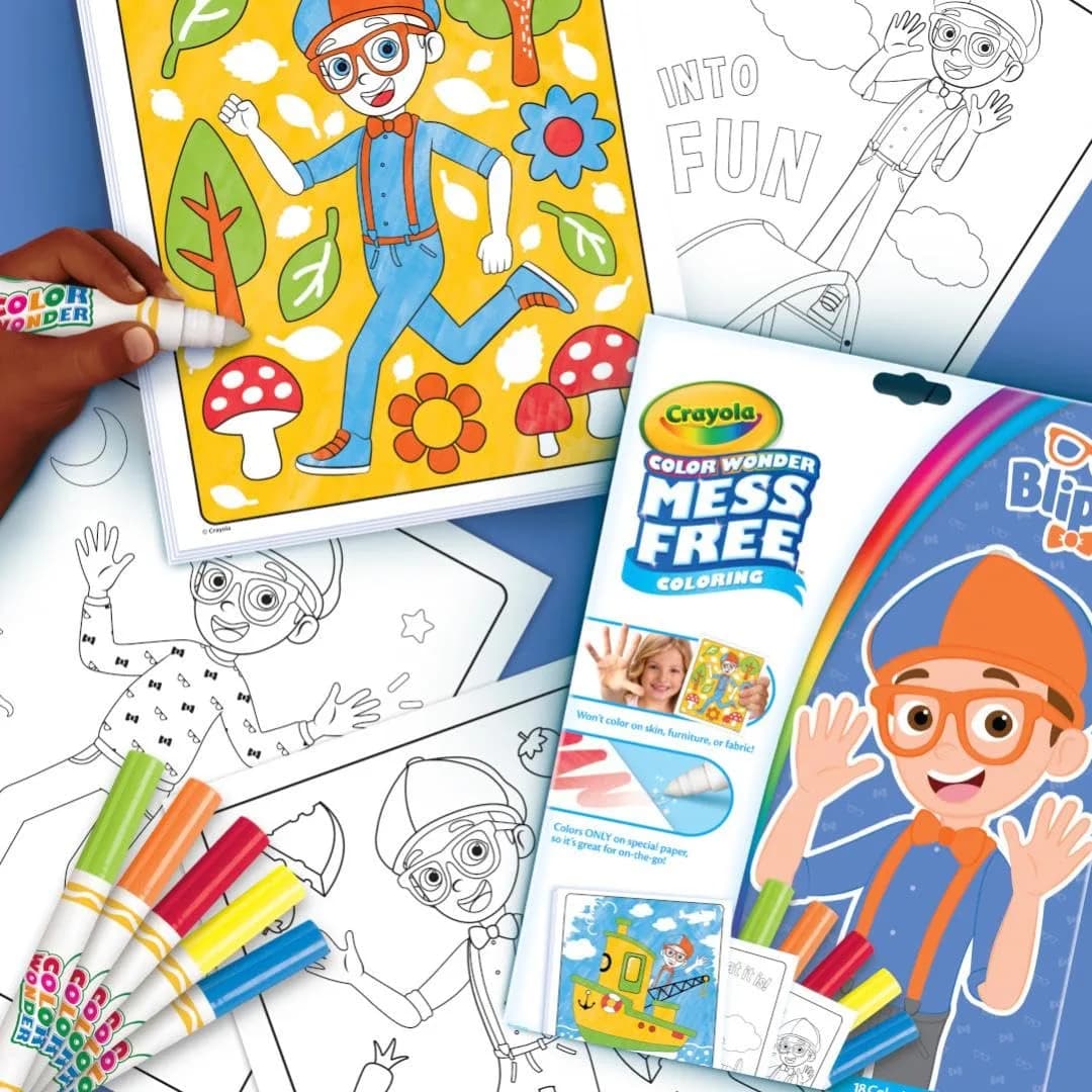 Crayola Blippi Color Wonder Coloring Set, 18 Mess Free Pages & 5 Markers | Toddler Art Activity - view 5