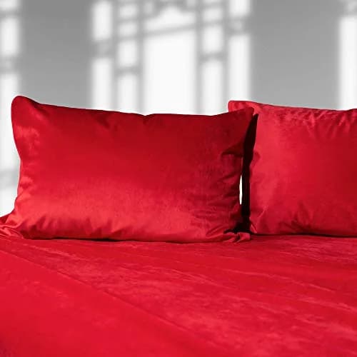 Liberator Liquid Velvet Sheet and Pillowcases Queen | Luxuriously Soft, Red thumbnail 1
