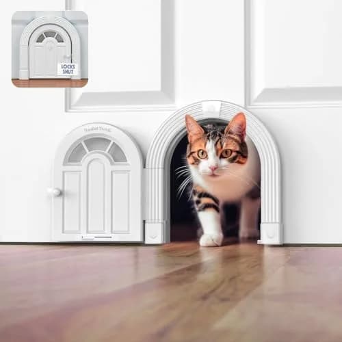 Purrfect Portal Meow Manor Cat Door Interior Door - Pure White, 8.25" (20.95 cm) High | No-Flap Design for Cats Up to 20 lbs (9.07 kg) thumbnail 1