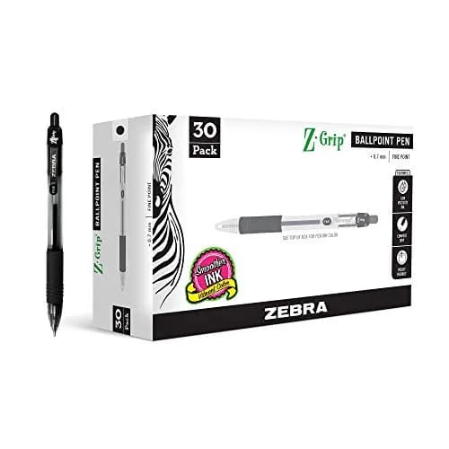 Zebra Pen Z-Grip Retractable Ballpoint Pens, Black Ink, 0.7mm Fine Point, 30-Pack | Smooth Writing for Students & Professionals thumbnail 1