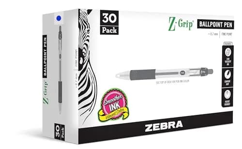 Zebra Pen Z-Grip Retractable Ballpoint Pens, Blue Ink, 0.7mm Fine Point, 30-Pack | Smooth Writing for Students & Office thumbnail 1