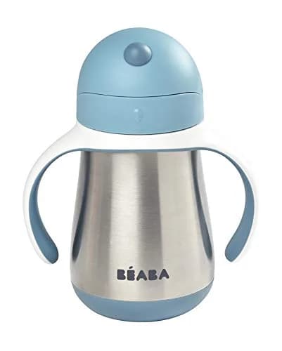 Béaba Stainless Steel Straw Sippy Cup, Insulated Toddler Cups Spill Proof with Removable Handles, 250ml (8.5 oz) | BPA-Free, Leak-Proof thumbnail 2