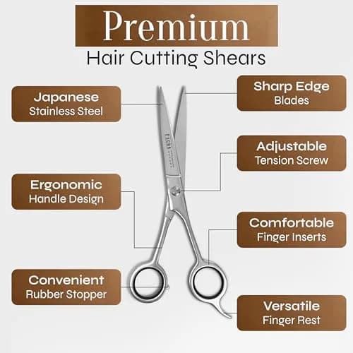 FACON Professional Hair Cutting Scissors 6.5 Inch Razor Edge Barber Shears | Japanese Stainless Steel thumbnail 6