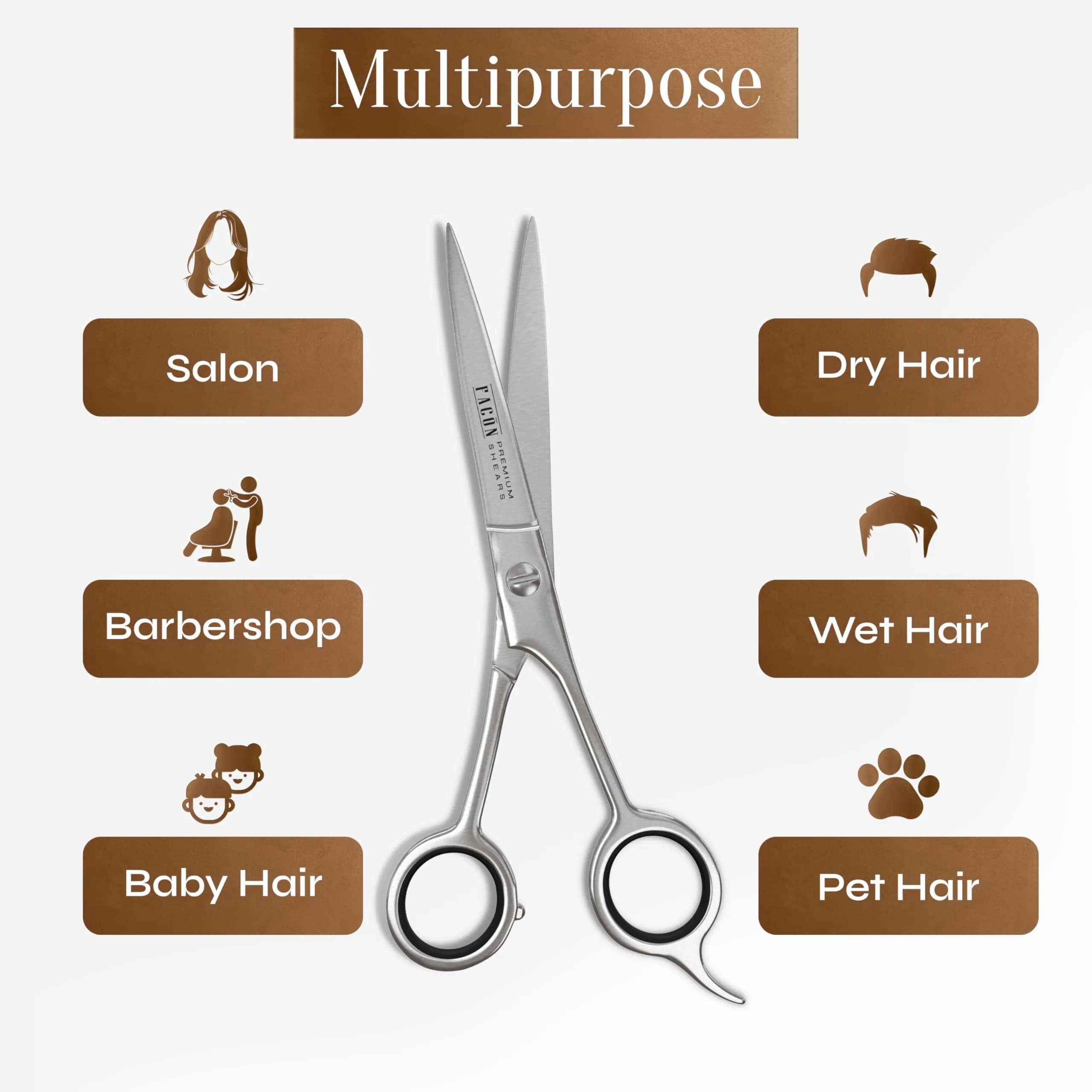 FACON Professional Hair Cutting Scissors 6.5 Inch Razor Edge Barber Shears | Japanese Stainless Steel - view 8