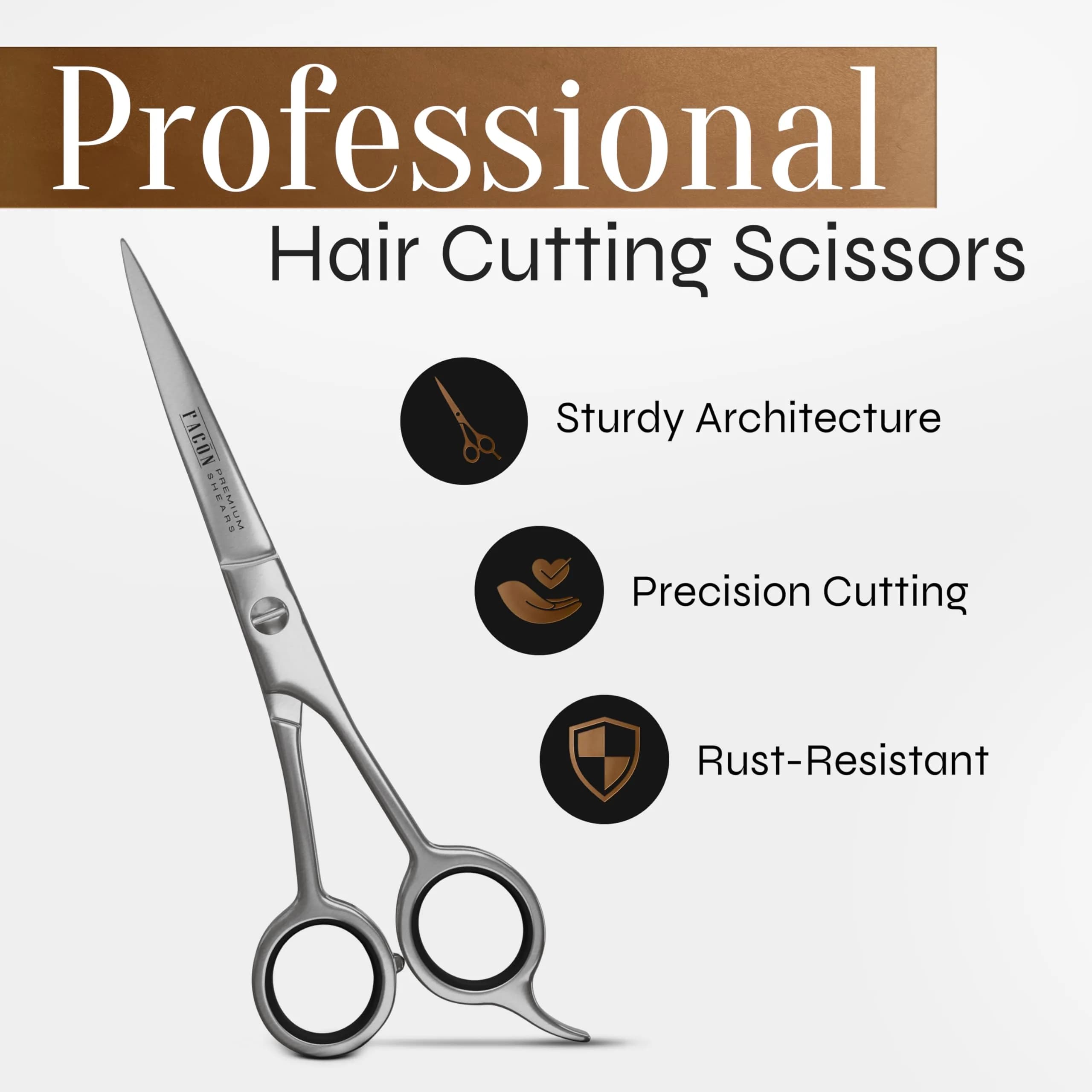 FACON Professional Hair Cutting Scissors 6.5 Inch Razor Edge Barber Shears | Japanese Stainless Steel - view 2