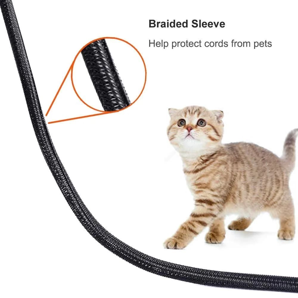 ZhiYo Black Cable Sleeve 6.1m (20ft) | Braided Wire Protector Tubing for Pets & PC Cables - view 5