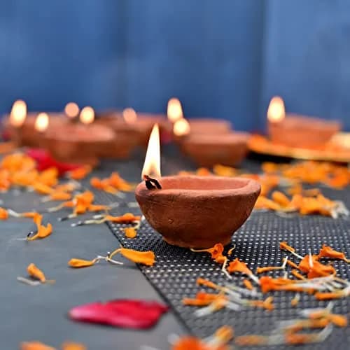 Saudeep India Traditional Clay Diya for Puja | Set of 21 Handmade Mitti Lamps | 420g (0.93 lb) thumbnail 7