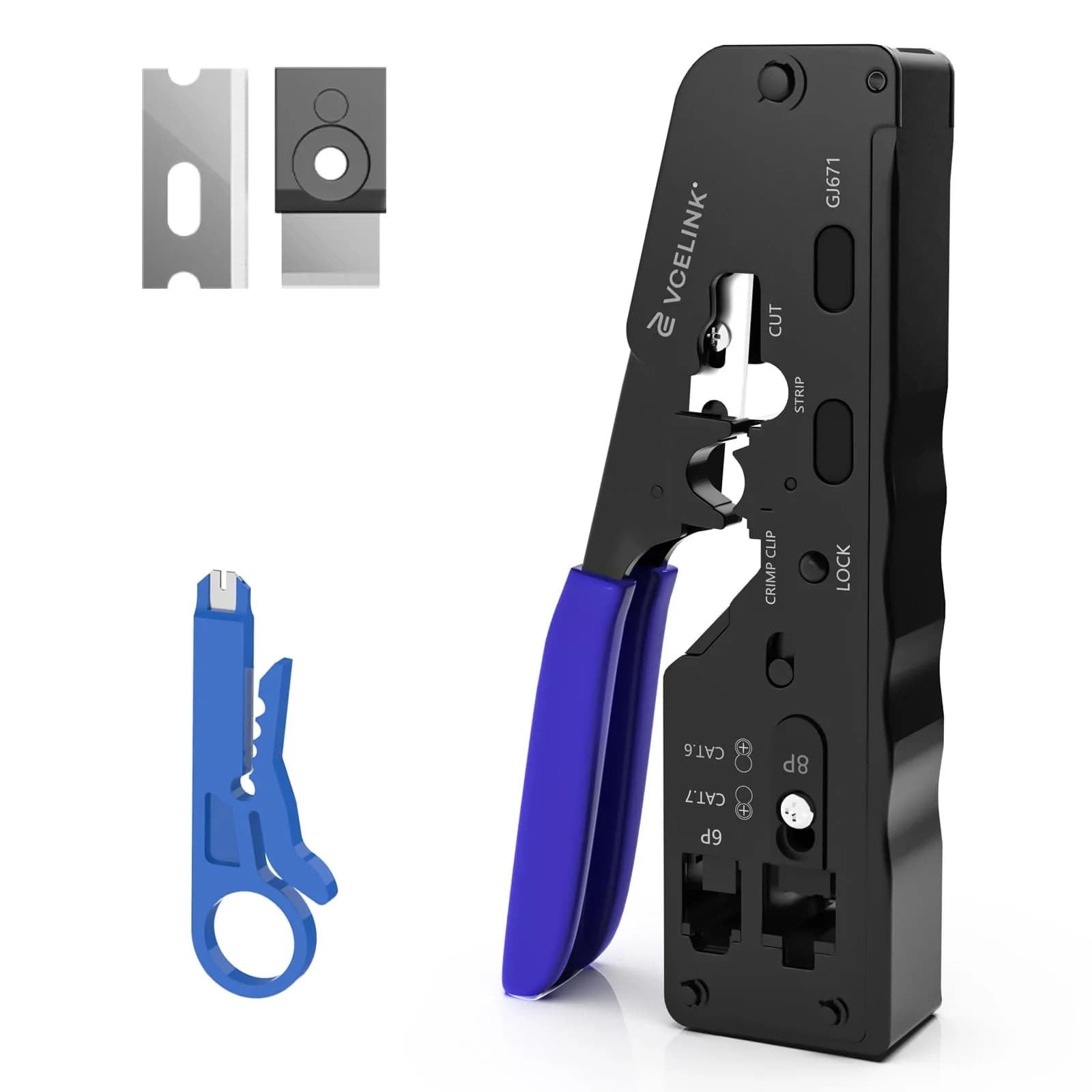 VCELINK RJ45 Crimp Tool Kit with Punch Down Tool & Tester | 43-Piece Network Cable Installation Set — Tool Only