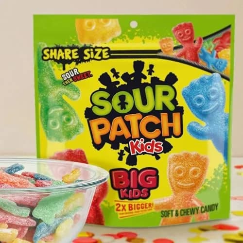 Sour Patch Kids Big Kids Soft & Chewy Gummy Candy, Share Size, 12 oz | Assorted Fruit Flavors, Chewy & Sour thumbnail 6