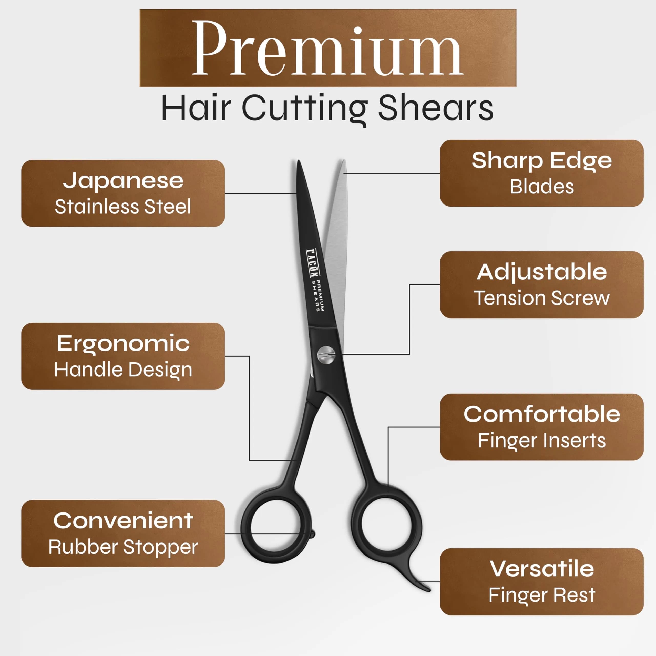 FACON Professional Hair Cutting Scissors 6.5 Inch Razor Edge Barber Shears | Japanese Stainless Steel - view 6