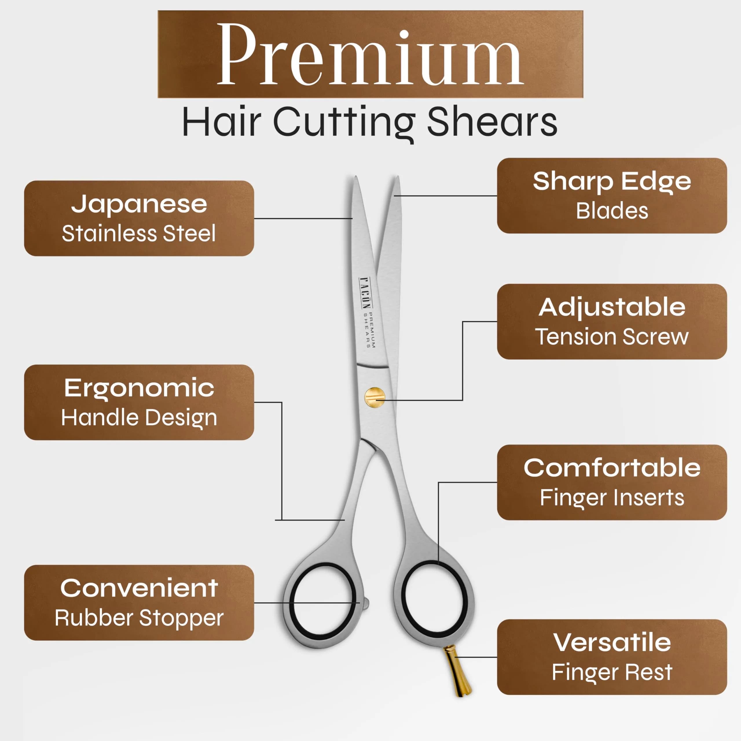 FACON Professional Hair Cutting Scissors 6.5 Inch Japanese Stainless Steel | Razor Edge Barber Shears for Men, Women & Kids - view 6