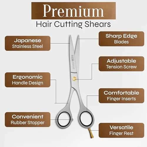 FACON Professional Hair Cutting Scissors 6.5 Inch Japanese Stainless Steel | Razor Edge Barber Shears for Men, Women & Kids thumbnail 6