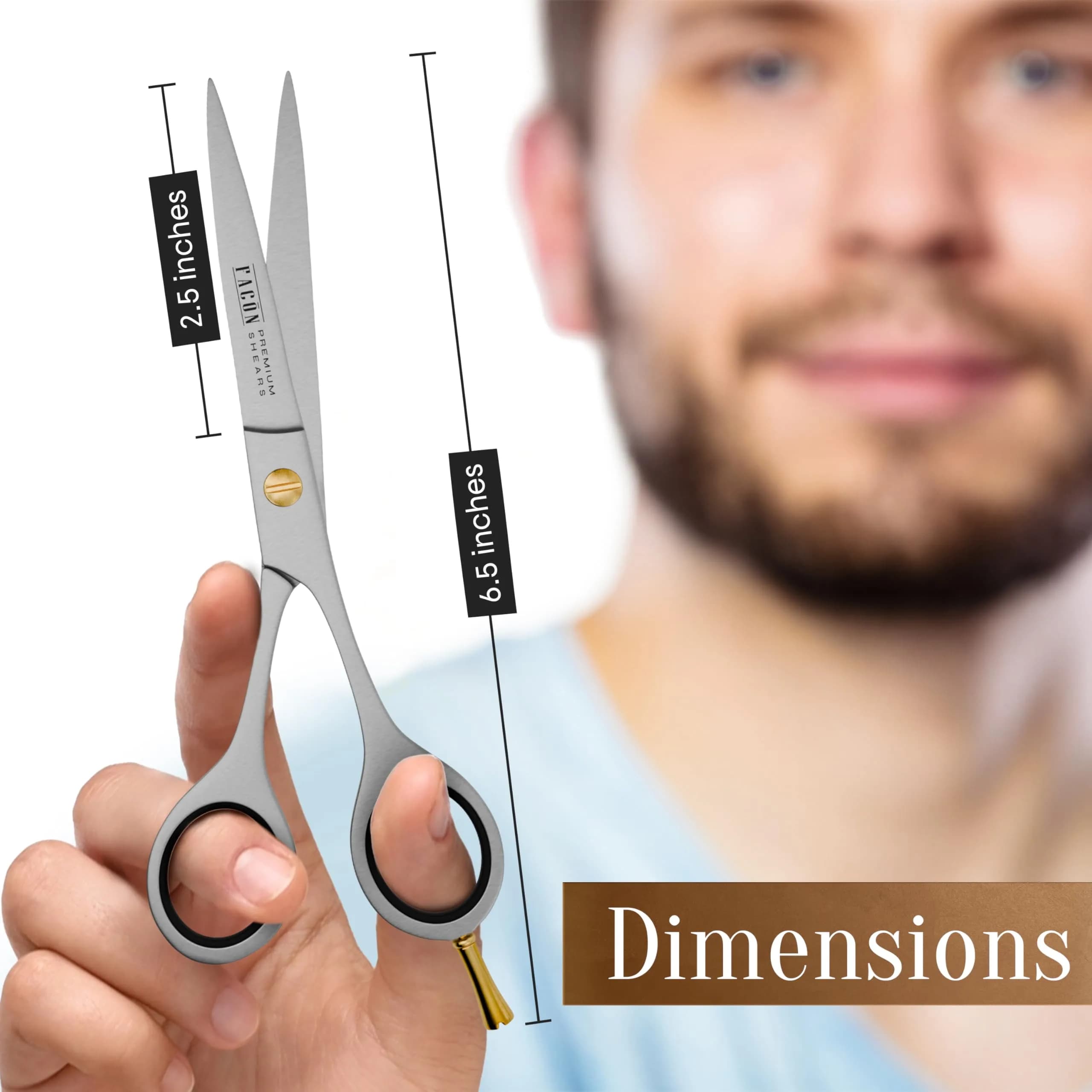 FACON Professional Hair Cutting Scissors 6.5 Inch Japanese Stainless Steel | Razor Edge Barber Shears for Men, Women & Kids - view 7
