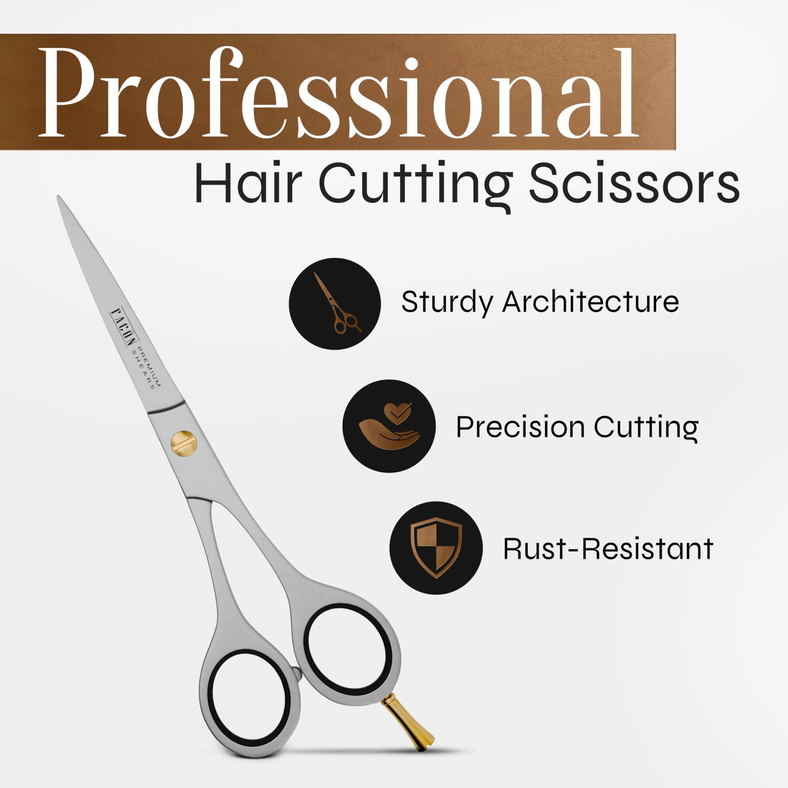 FACON Professional Hair Cutting Scissors 6.5 Inch Japanese Stainless Steel | Razor Edge Barber Shears for Men, Women & Kids - view 2