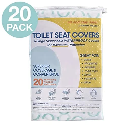 Handy Basix XL Full Coverage Disposable Toilet Seat Covers 20 Pcs (25.5" x 24.5") | Waterproof Potty Training Seat Shields thumbnail 3