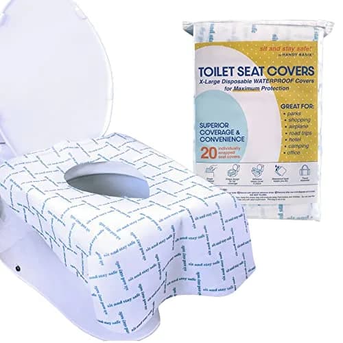 Handy Basix XL Full Coverage Disposable Toilet Seat Covers 20 Pcs | Waterproof & Individually Wrapped thumbnail 1