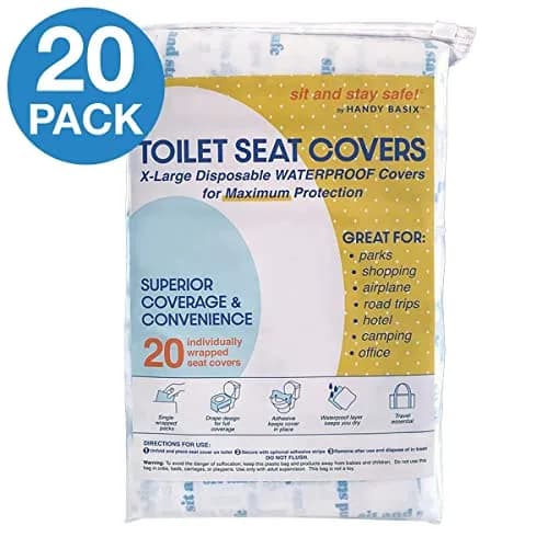 Handy Basix XL Full Coverage Disposable Toilet Seat Covers 20 Pcs | Waterproof & Individually Wrapped thumbnail 3