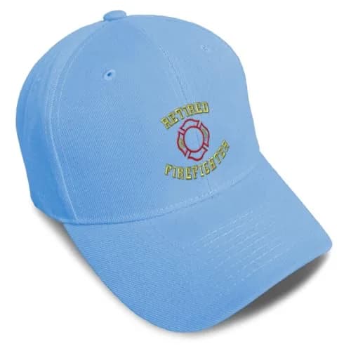 Speedy Pros Baseball Caps for Men & Women Embroidered Retired Firefighter Fireman Embroidery Light Blue | Durable Acrylic, Adjustable Fit thumbnail 1