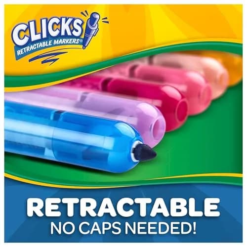 Crayola Clicks Retractable Tip Markers (10 Count, 1 Millimeter) | Washable Cone Tip Art Marker Set thumbnail 5