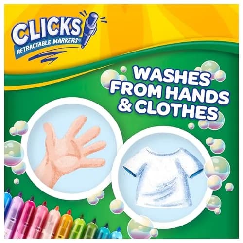 Crayola Clicks Retractable Tip Markers (10 Count, 1 Millimeter) | Washable Cone Tip Art Marker Set thumbnail 3