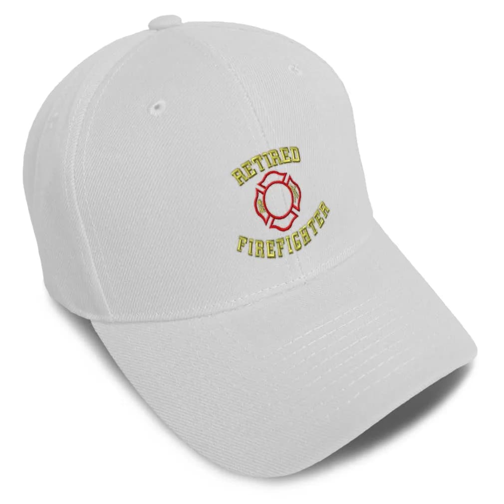 Speedy Pros Baseball Caps for Men & Women Embroidered Retired Firefighter Fireman Embroidery Light Blue | Durable Acrylic, Adjustable Fit — White Design Only
