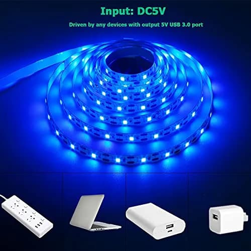 KXZM Blue USB LED Strip Light 4M (13.12ft) 2-Pack | Flexible SMD 2835 Tape Lights for Bedroom & TV Background thumbnail 2