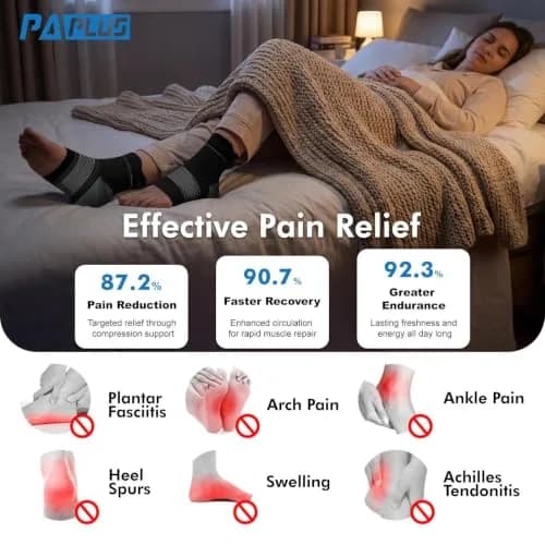 PAPLUS Plantar Fasciitis Socks with Arch Support, 6 Pairs Black | FDA Approved Orthopedic Brace thumbnail 2