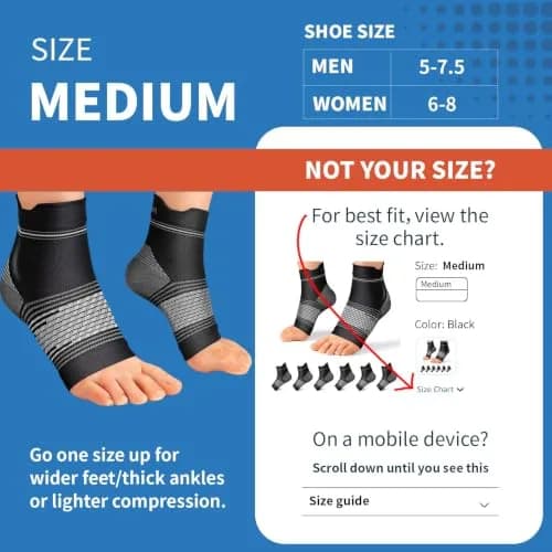 PAPLUS Plantar Fasciitis Socks with Arch Support, 6 Pairs Black | FDA Approved Orthopedic Brace thumbnail 3