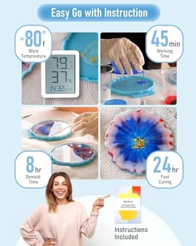 Nicpro 64oz Epoxy Resin Kit | High Gloss & Bubbles Free, Food Safe, 0.5 Gallon (1.89L) | Crystal Clear Finish thumbnail 5