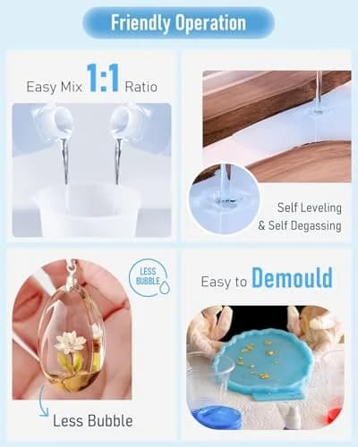 Nicpro 64oz Epoxy Resin Kit | High Gloss & Bubbles Free, Food Safe, 0.5 Gallon (1.89L) | Crystal Clear Finish thumbnail 3