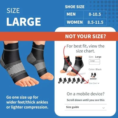 PAPLUS Compression Socks for Plantar Fasciitis Relief - 6 Pairs, Black | FDA Approved Orthopedic Brace thumbnail 3