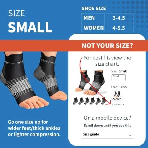 PAPLUS Plantar Fasciitis Socks 6 Pairs Small (Black) | FDA Approved Orthopedic Brace for Daily Pain Relief thumbnail 3