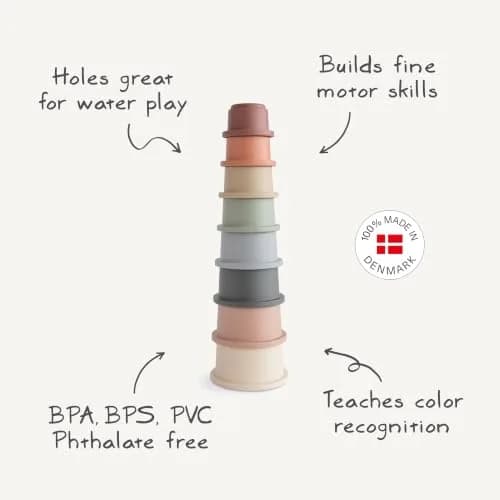 mushie Stacking Cups Toy 8pcs | Made in Denmark for 0-3 Years thumbnail 5