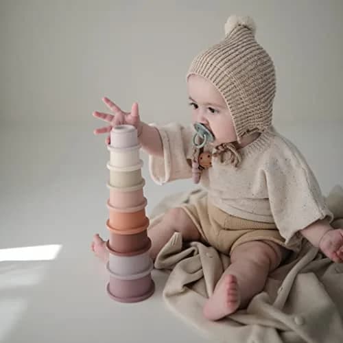 mushie Stacking Cups Toy 8pcs | Made in Denmark for 0-3 Years thumbnail 7
