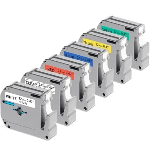Labelife Compatible Brother M Tape 12mm 0.47 Color P Touch PTM95 Label Tape | Waterproof, Indoor Use, 6-Color Pack thumbnail 1