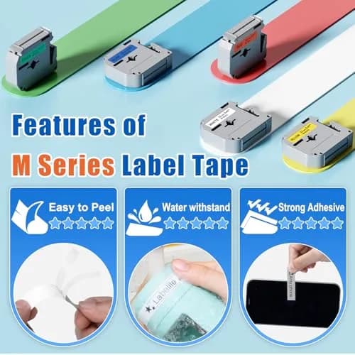 Labelife Compatible Brother M Tape 12mm 0.47 Color P Touch PTM95 Label Tape | Waterproof, Indoor Use, 6-Color Pack thumbnail 4