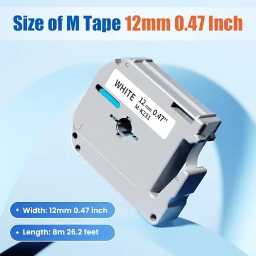 Labelife Compatible Brother M Tape 12mm 0.47 Color P Touch PTM95 Label Tape | Waterproof, Indoor Use, 6-Color Pack thumbnail 3