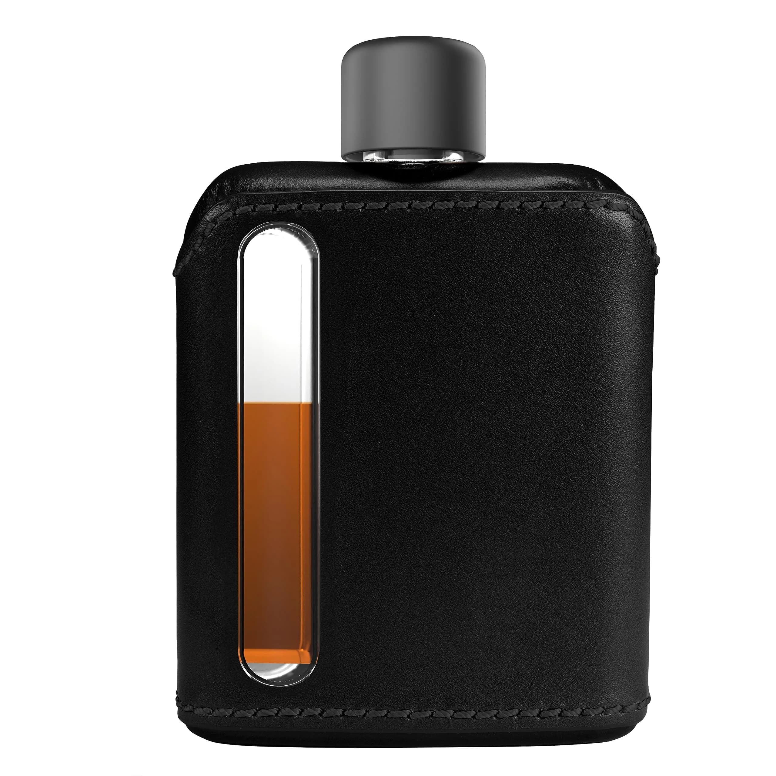 Ragproper Modern Glass Hip Flask 100ml | Leather Covered Whiskey Flask for Men & Women