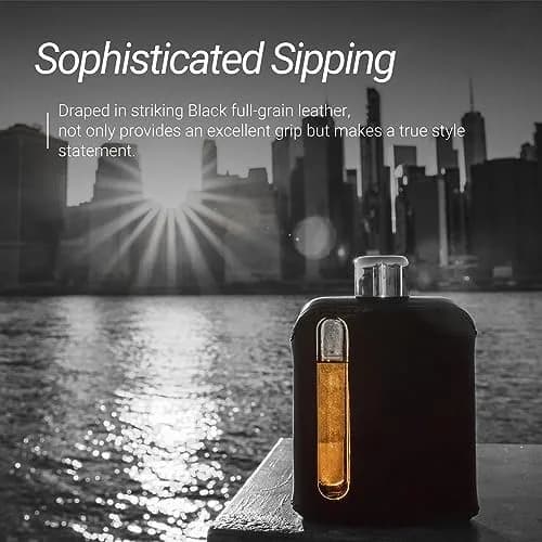 Ragproper Modern Glass Hip Flask 100ml | Leather Covered Whiskey Flask for Men & Women thumbnail 2