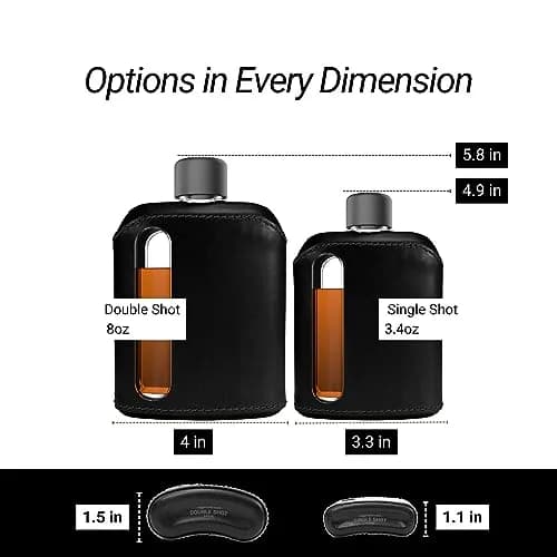 Ragproper Leather Glass Hip Flask Set for Men & Women | Durable Whiskey & Liquor Flasks, 100ml & 240ml, Genuine Leather Cover thumbnail 3