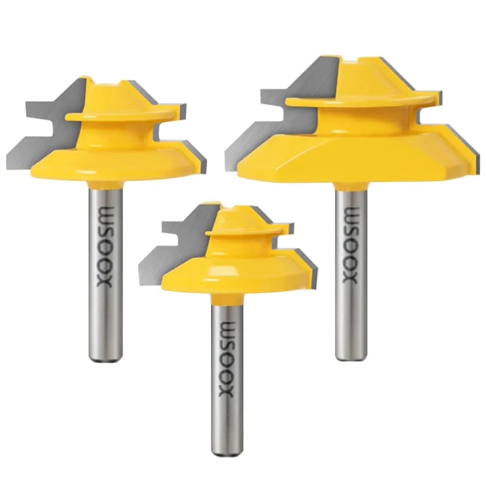 WSOOX 1/4 Inch Shank 45 Degree Lock Miter Router Bit Set | Wood Joinery Tools for Perfect Angles