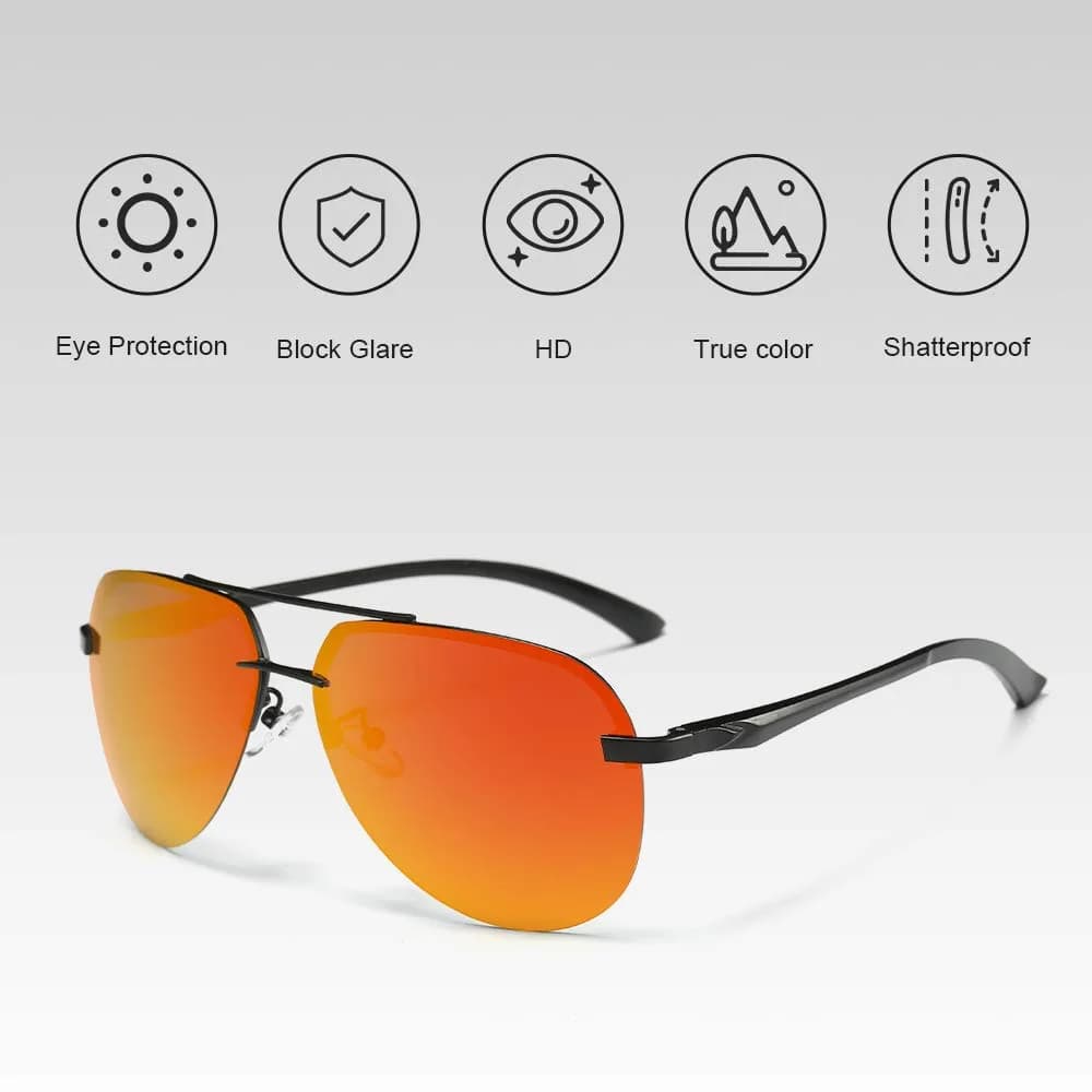 Fishingtours Aviator Sunglasses for Men & Women — Polarized Mirrored Orange Lens, 65mm | Classic Style with UV400 Protection - view 6