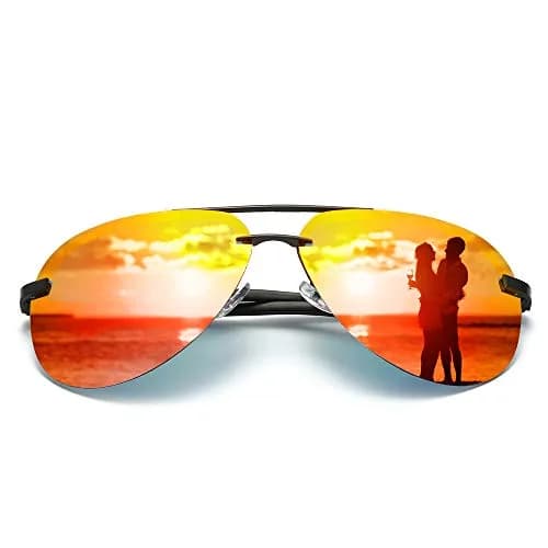 Fishingtours Aviator Sunglasses for Men & Women — Polarized Mirrored Orange Lens, 65mm | Classic Style with UV400 Protection thumbnail 1