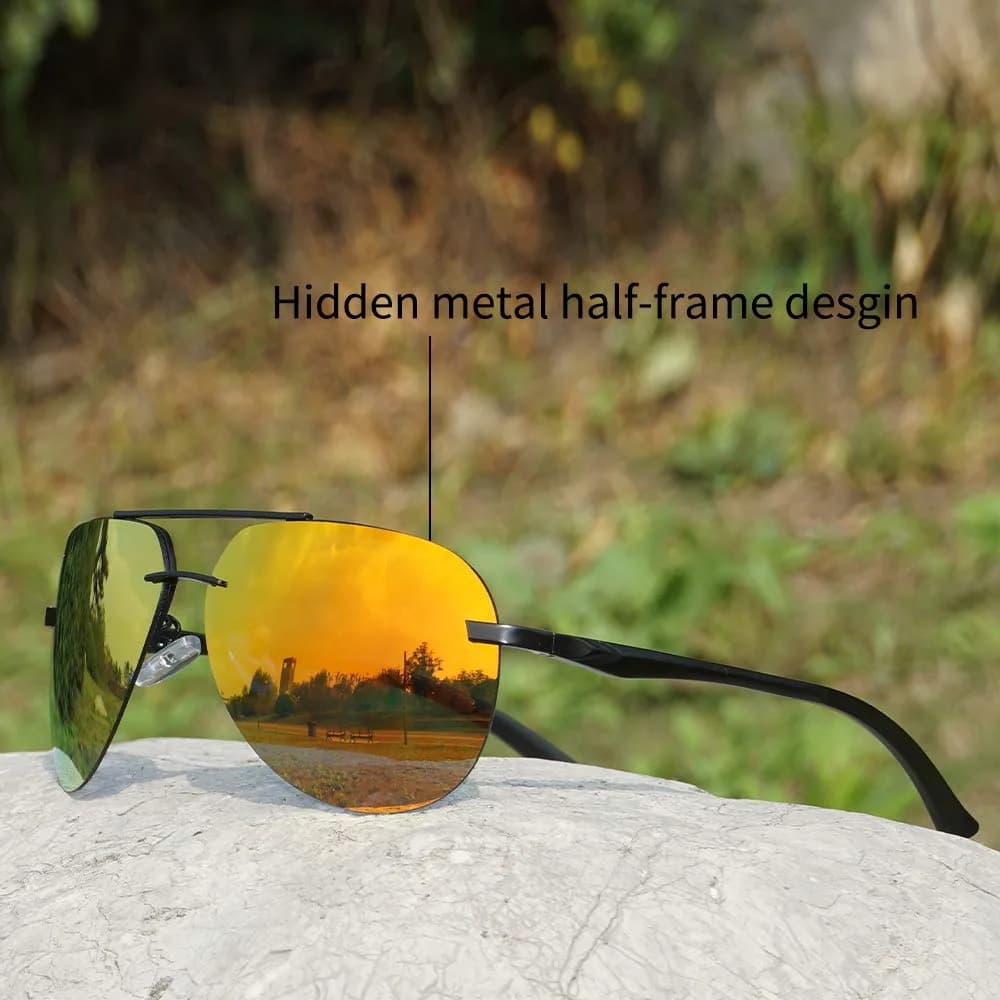 Fishingtours Classic Orange Aviator Sunglasses for Men & Women | 65mm Lens Width - view 2