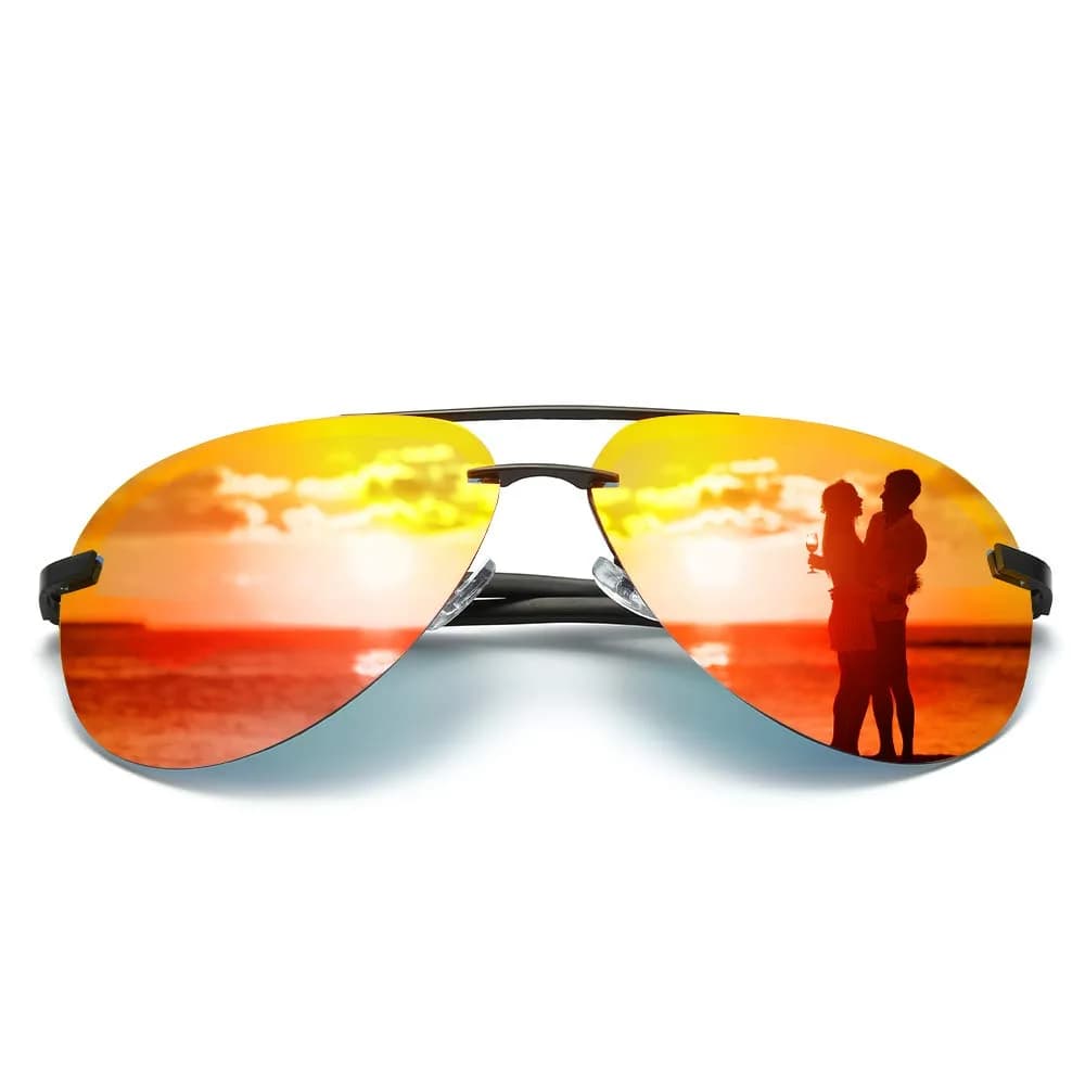 Fishingtours Classic Aviator Sunglasses for Men & Women | 65mm Lens Width (2.56 in) — Orange
