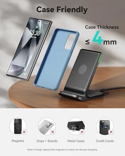 INIU Wireless Charger 15W | Fast Charging Stand with LED & Temp°Guard thumbnail 5