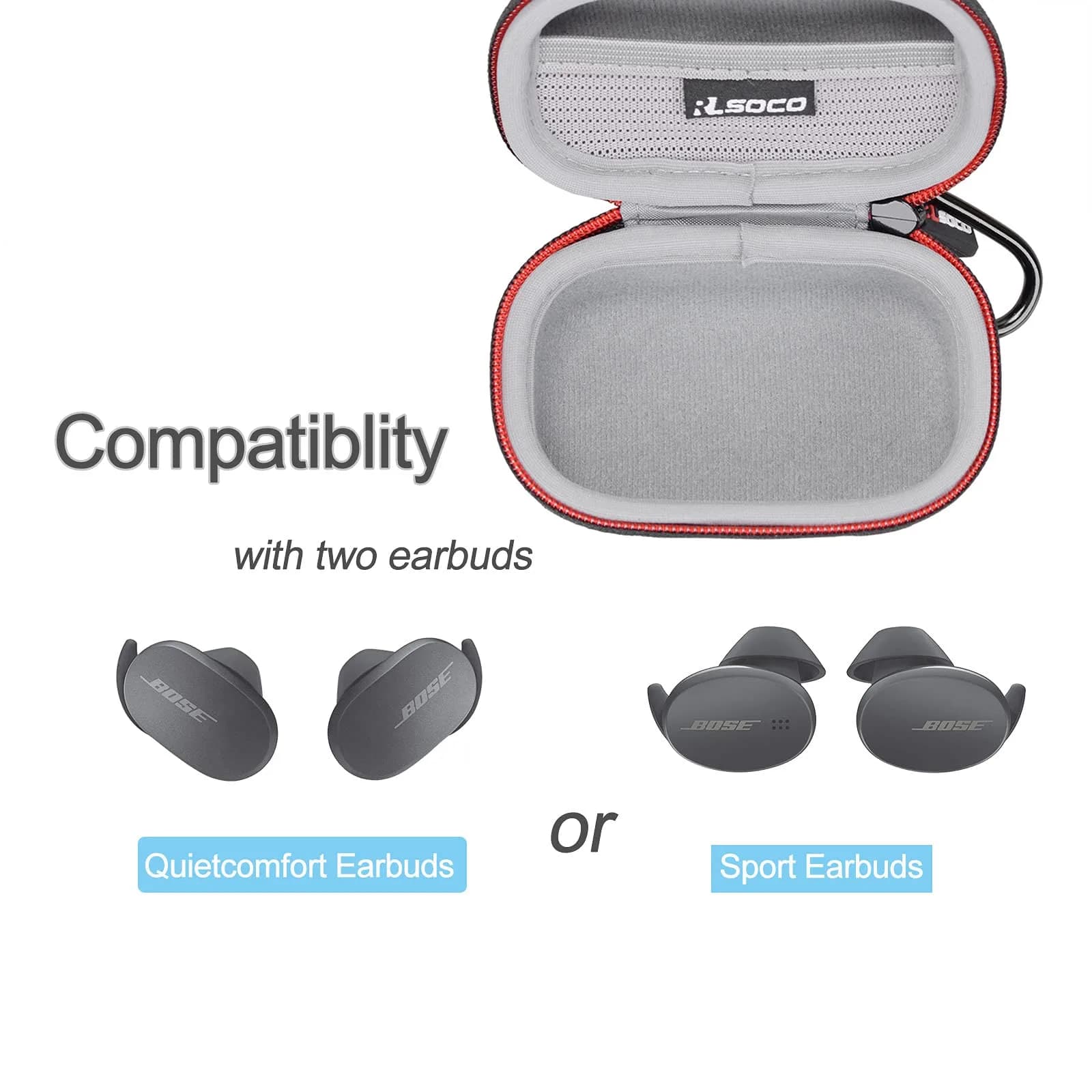 RLSOCO Carrying Case for Bose QuietComfort & Sport Earbuds | Silver, EVA & 1680D Materials - view 5