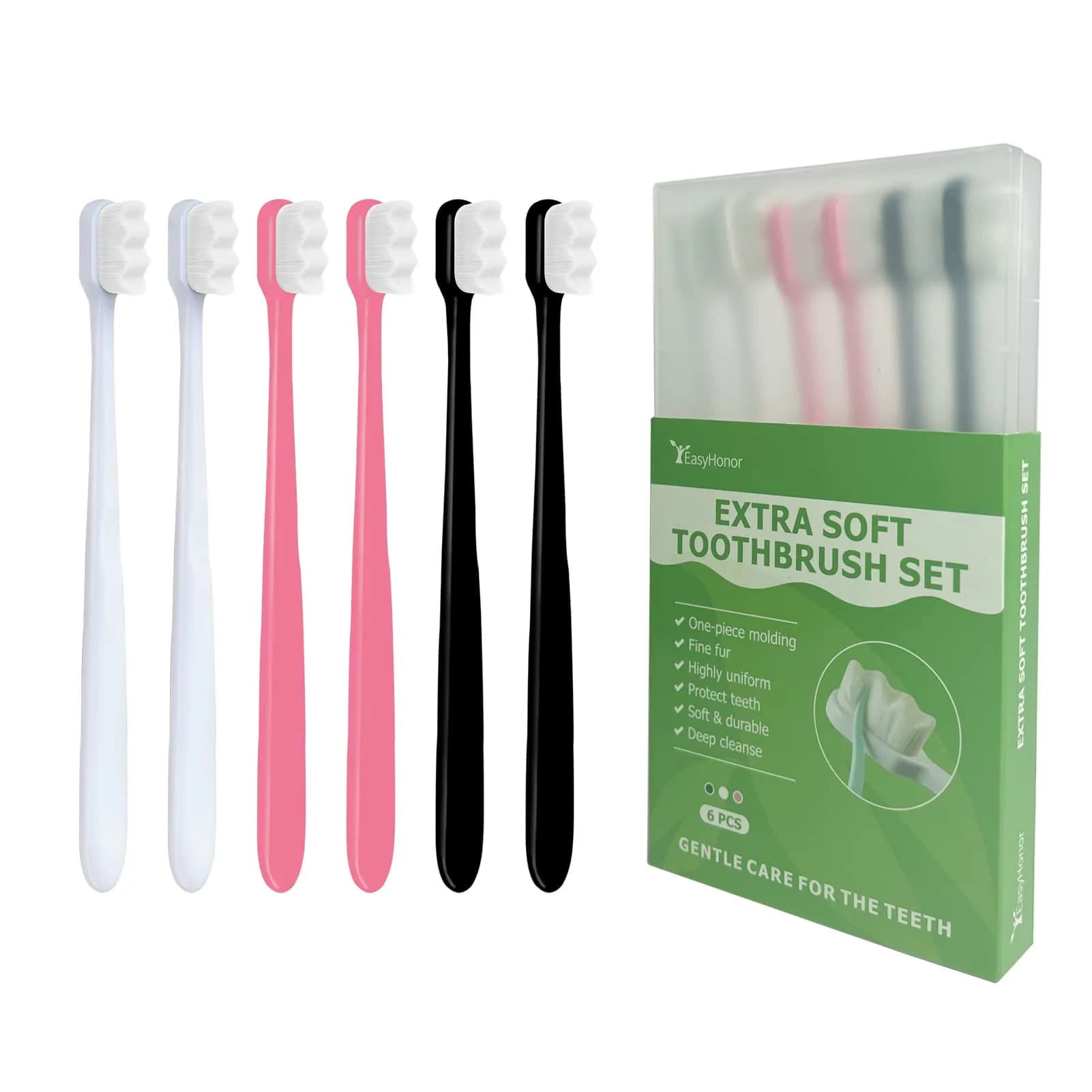 EasyHonor Extra Soft Baby & Toddler Toothbrush 6-Pack | 10,000 Micro Fine Bristles for Gum Care — Baby Toothbrush 4pcs