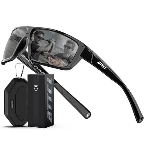 ATTCL Polarized Sunglasses Men TR90 Wrap Around UV400 Fishing Sports Rectangular 63mm Lens Width thumbnail 1